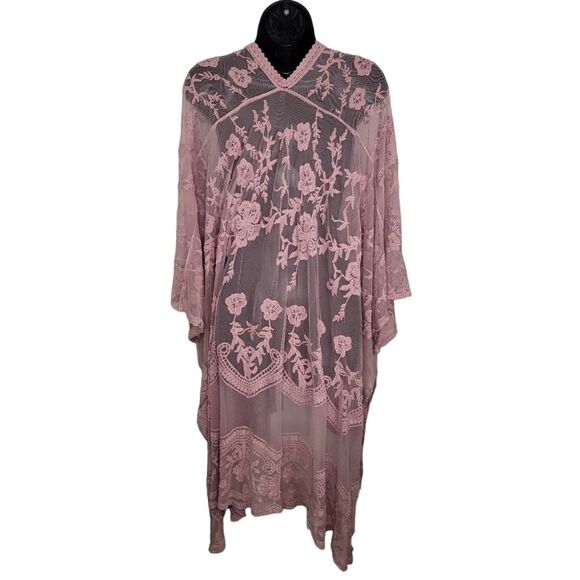 TORRID blush mesh lace floral kimono topper size OSFM OS - Picture 2 of 9